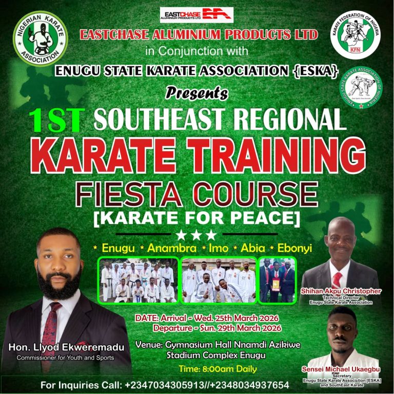 SOUTHEAST REGIONAL KARATE TRAINING COURSE COMMENCES IN ENUGU