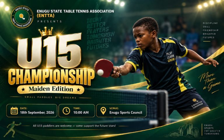 UNDER-15 TABLE TENNIS CHAMPIONSHIP SERVES OFF IN ENUGU.